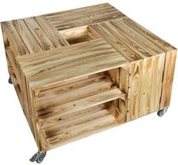 Vintage Apple Crate Coffee Table, With Shelving On Castors , Hand Made in Hampshire