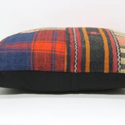 Patchwork Kilim Pillow Cover 24x32, Turkish Boho Cushion - thumbnail 3