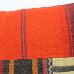 Patchwork Kilim Pillow Cover 24x32, Turkish Boho Cushion - thumbnail 2