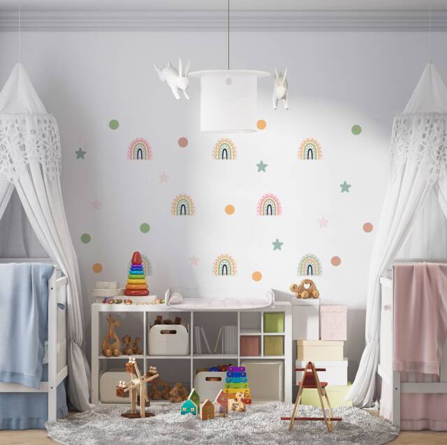 Pastel Rainbow Wall Decals Boho Nursery Decor Stickers - image 1