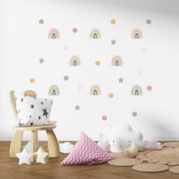Pastel Rainbow Wall Decals Boho Nursery Decor Stickers - thumbnail 3