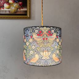 Drum Lampshade For Floor Lamp, Retro Flower & Bird Pattern Lamp Shades Table Lamp - thumbnail 3