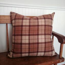 Beige & Brown Plaid Pillow Cover, Rustic Wool Type Cushion Cover in Fall Colours, Tartan Neutral Shades, Vintage 1970S Style