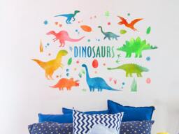 Dinosaurs Wall Decals For Nursery, Stickers, Dinosaur Theme Kids Decals, Playroom Decoration, Watercolor R134 - thumbnail 1