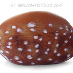 Hand-Painted Fawn Sea Stone - Original Rock Painting Art - thumbnail 3