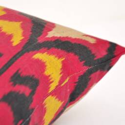 Dark Red Silk Ikat Pillow Cover, Handloom Cushion - 20x20 - thumbnail 4