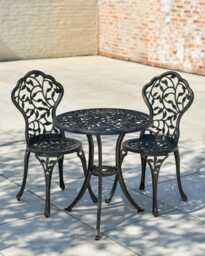 Antique Bronze Two Seater Bistro Set - Garden Furniture Leaf Design