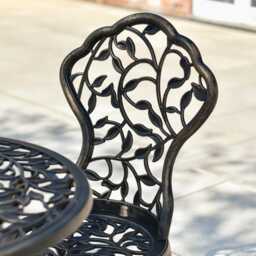 Antique Bronze Two Seater Bistro Set - Garden Furniture Leaf Design - thumbnail 4