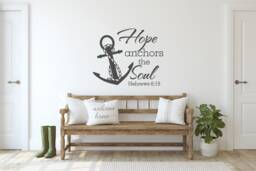 Hope Anchors The Soul Wall Decal - Hebrews 619 Christian Decal, Scripture Anchor Nautical Nursery Decor 050 - thumbnail 1