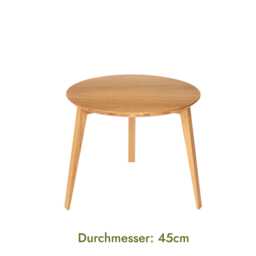 Round Solid Wood Coffee Table 65/45 cm - Oak & Walnut Variations, Stable Living Room With Firm Base, Handcrafted Designer Furniture - thumbnail 3