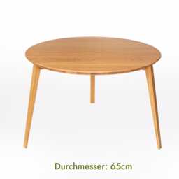 Round Solid Wood Coffee Table 65/45 cm - Oak & Walnut Variations, Stable Living Room With Firm Base, Handcrafted Designer Furniture - thumbnail 2