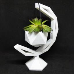 Crescent 3D Printed Hanging Planter - Mini Succulent Modern Geometric Design -Made To Order Choose Your Color & Size-New Colors - thumbnail 2