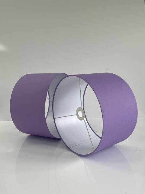 New Luxury High Quality Dark Lilac Purple Cotton 36 Fabric Lamp Shade Oval Shape Drum Plain White Lining - image 1
