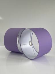 New Luxury High Quality Dark Lilac Purple Cotton 36 Fabric Lamp Shade Oval Shape Drum Plain White Lining - thumbnail 1