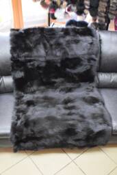 Real Fox Fur Blanket Throw Black Color, Home Warmer - thumbnail 1
