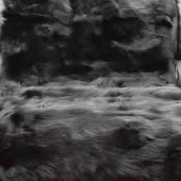 Real Fox Fur Blanket Throw Black Color, Home Warmer - thumbnail 4
