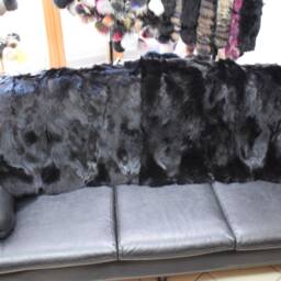 Real Fox Fur Blanket Throw Black Color, Home Warmer - thumbnail 2