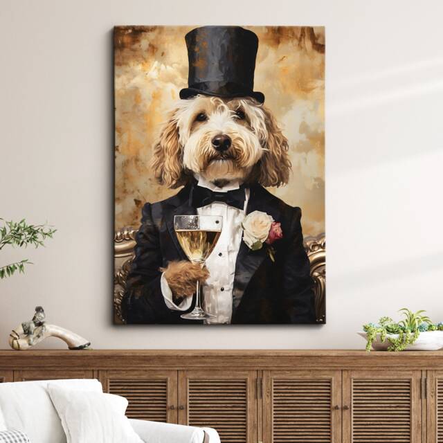 Cockapoo Victorian Top Hat Dressed Painting Framed Poster Print & Canvas Wall Decor Art Bedroom Home Interior Funny Dog Lover Gift - image 1