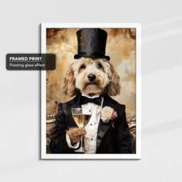 Cockapoo Victorian Top Hat Dressed Painting Framed Poster Print & Canvas Wall Decor Art Bedroom Home Interior Funny Dog Lover Gift - thumbnail 3