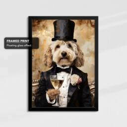 Cockapoo Victorian Top Hat Dressed Painting Framed Poster Print & Canvas Wall Decor Art Bedroom Home Interior Funny Dog Lover Gift - thumbnail 2