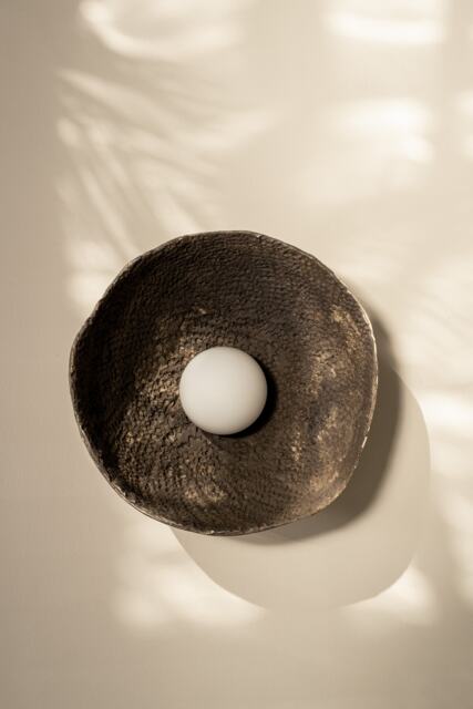 Brown Ceramic Wall Sconce Organic Modern Lighting, 12 Inch - image 1