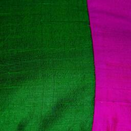 Color Block Raw Silk Pillow Cover, Hot Pink & Emerald Green - thumbnail 3
