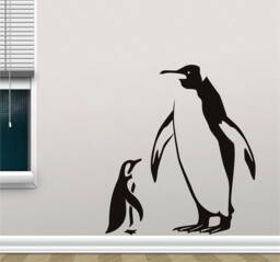 Penguin Family - 0074 Vinyl Wall Art, Decal, Sticker, Transfer, Mural, Decor, Rent Friendly, Interior, Exterior, Full Removable - thumbnail 1