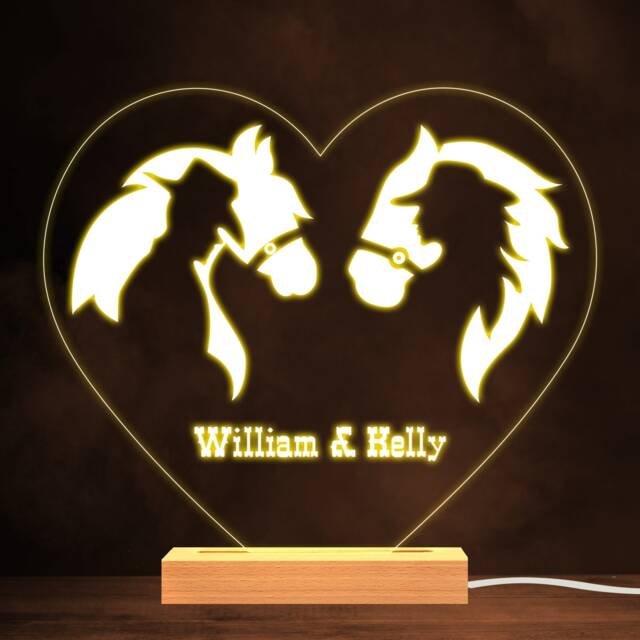 Cowboy & Cowgirl Silhouette With Horses Warm Lamp Personalised Gift Night Light - Bedroom - image 1
