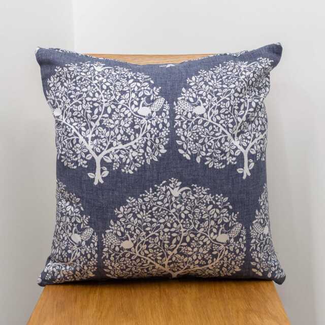 Mulberry Tree Silhouette Cushion in Navy Blue & Crisp White. Double Sided. Botanical Design. 17x17 - image 1