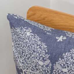 Mulberry Tree Silhouette Cushion in Navy Blue & Crisp White. Double Sided. Botanical Design. 17x17 - thumbnail 2