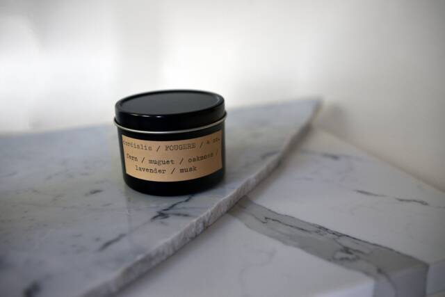 Fougere/4 Oz. Soy Travel Tin Candle Fern, Oakmoss, Lavender, Lily Of The Valley 25 Hrs. Handmade - image 1
