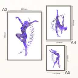 Modern Gymnastics Wall Art Prints Purple Teen Gymnast Girl Room Decor - thumbnail 3
