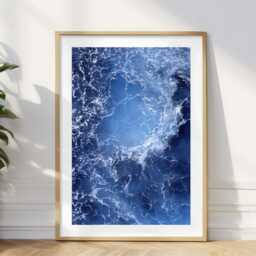 Set Of 3 Beach Prints Blue Wall Art Living Room Sea Aerial View Ocen Posters - thumbnail 3