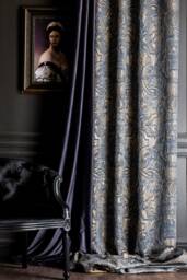 striped Patterned Curtain Panel Luxury Gold Gray Turquoise Fabric - thumbnail 1
