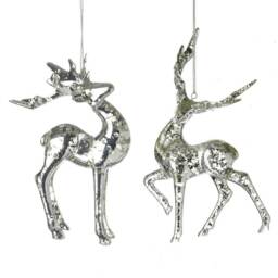 Beautiful Silver Reindeer Hanging Christmas Tree Decorations - Pair - Winter Festive Nature Animals Deer Rudolph Sparkly Gift Family Friend