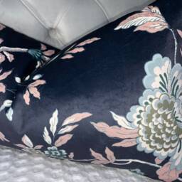 Anya Soft Touch Velvet Cushion Cover Pillowcase in Navy Pink Green Floral Pillow Contemporary Home Handmade UK John Lewis Designer Fabric - thumbnail 2