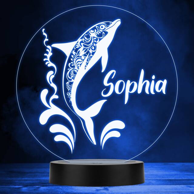 Ornamental Decorative Dolphins Multicolour Personalised Gift Lamp Night Light - Bedroom - image 1