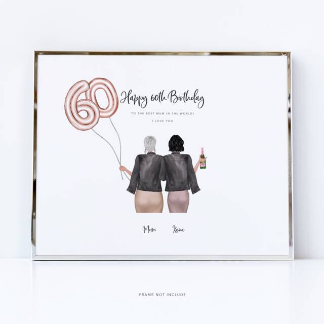 Personalised You Are 60 Happy Birthday Mum/Sixtieth Greetings For Granny Celebrating Family Print Or Card Nana - image 1