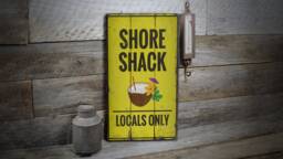 Shore Shack Sign, Shacks Decor, Coconut Drink Locals Wooden Sale Wall Decor - Old Signs - thumbnail 1