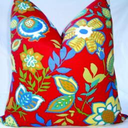 Red Floral Print Pillow Cover 20x20, Indoor/Outdoor Decor - thumbnail 2