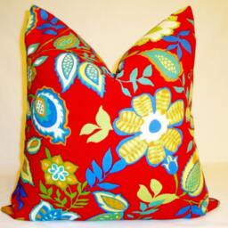 Red Floral Print Pillow Cover 20x20, Indoor/Outdoor Decor - thumbnail 3