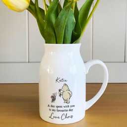 Personalised Winnie The Pooh Vase, Favourite Day, Small Vase For Flowers, Gift Mum, Bud - thumbnail 3