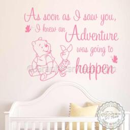 Nursery Wall Sticker Quote, Winnie The Pooh & Piglet, Adventure Going To Happen, Baby Boy Girls Bedroom Decal - thumbnail 2