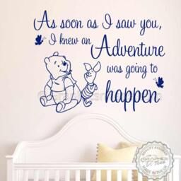 Nursery Wall Sticker Quote, Winnie The Pooh & Piglet, Adventure Going To Happen, Baby Boy Girls Bedroom Decal - thumbnail 3