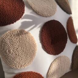 Hand Tufted Punch Needle Pillow Cover Earth Tone Dots, 16x16 - thumbnail 3