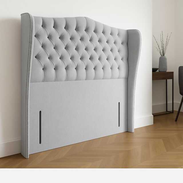 Plush Velvet Chesterfield Wing Headboard - Floor Standing, UK Sizes - image 1