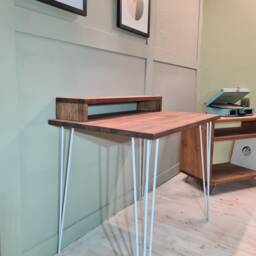 Ashford Rustic Reclaimed Style Desk With Monitor Shelf Hairpin Legs - thumbnail 3