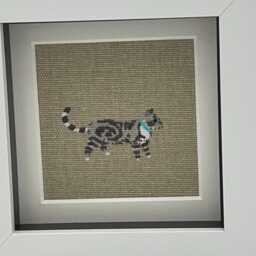 Grey Striped Tabby Cat Fabric Picture, Textile Wall Art, Sophie Allport Purrfect Design - thumbnail 2