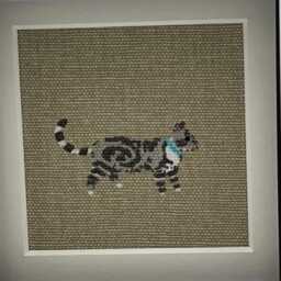 Grey Striped Tabby Cat Fabric Picture, Textile Wall Art, Sophie Allport Purrfect Design - thumbnail 3
