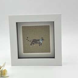 Grey Striped Tabby Cat Fabric Picture, Textile Wall Art, Sophie Allport Purrfect Design - thumbnail 1